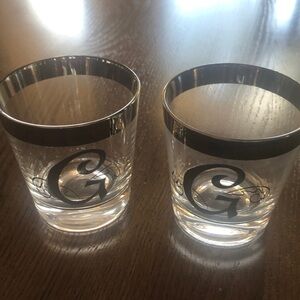 Set of 2 silver G highball glasses